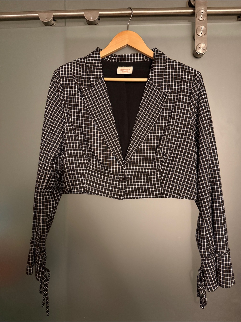 Showpo Cropped Windowpane Blazer Jacket